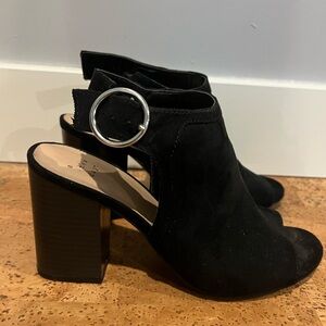 a new day Black Open-Toe Slingback Block Heel Sandals
